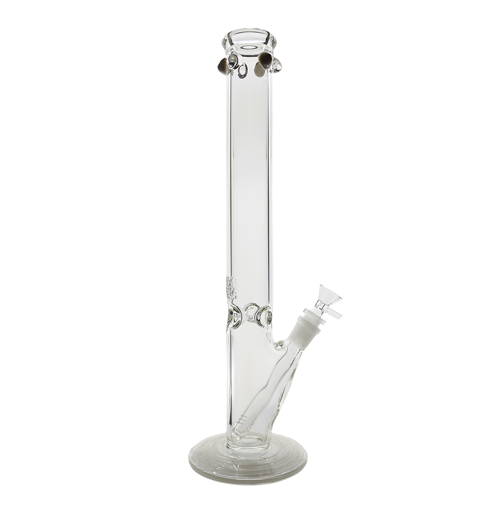 16-inch 5mm American made straights tube bong, durable borosilicate glass, optimal smoke filtration.