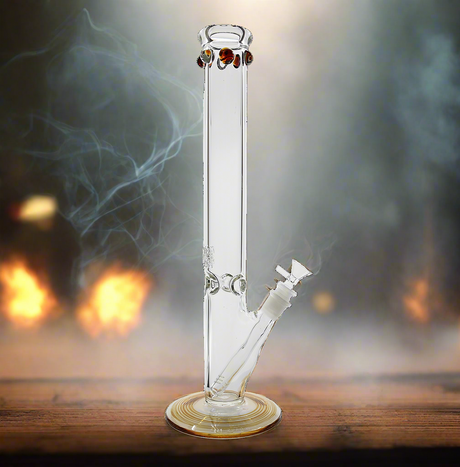 16 inch 5mm American made straight tube bong with premium borosilicate glass, featuring efficient smoke filtration and durable design.