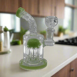 6-inch Tree Perc Dab Rig with twisted glass design on a kitchen counter.