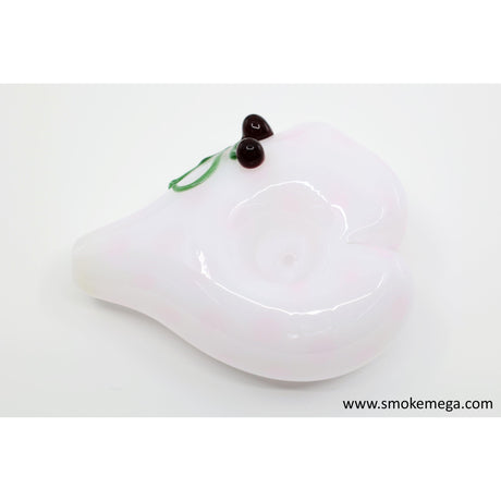 USA Made Heart-Shaped Glass Pipe Pretty White Colored Glass with Pastel Polka-Dots