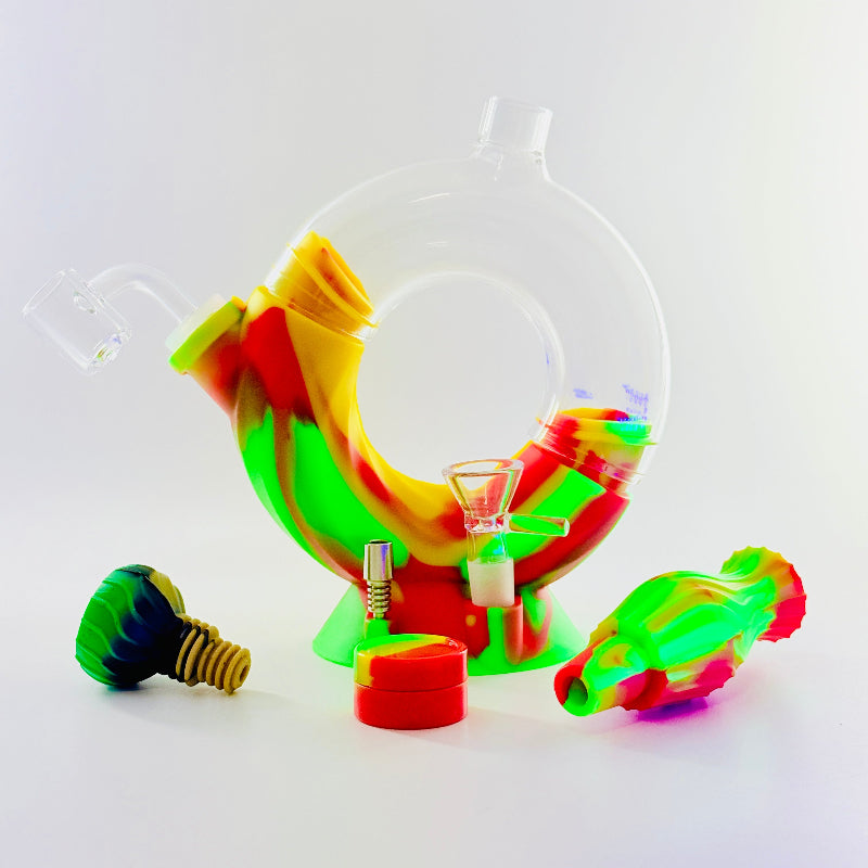 SmokeMEGA 4-in-1 Silicone Water Pipe - Versatile 11" Long with Nectar Collector