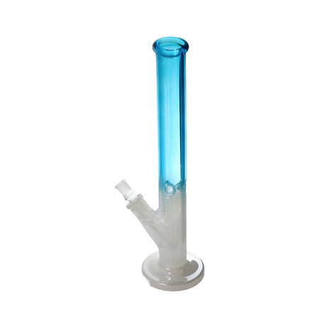 16 Inch Metallic Straight Water Bong with blue cylindrical tube and wide white base.