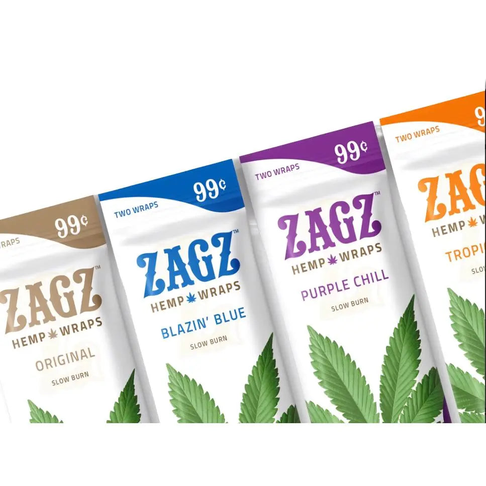 Zagz Hemp Wraps - 25 Pack in assorted flavors for a natural smoking experience.